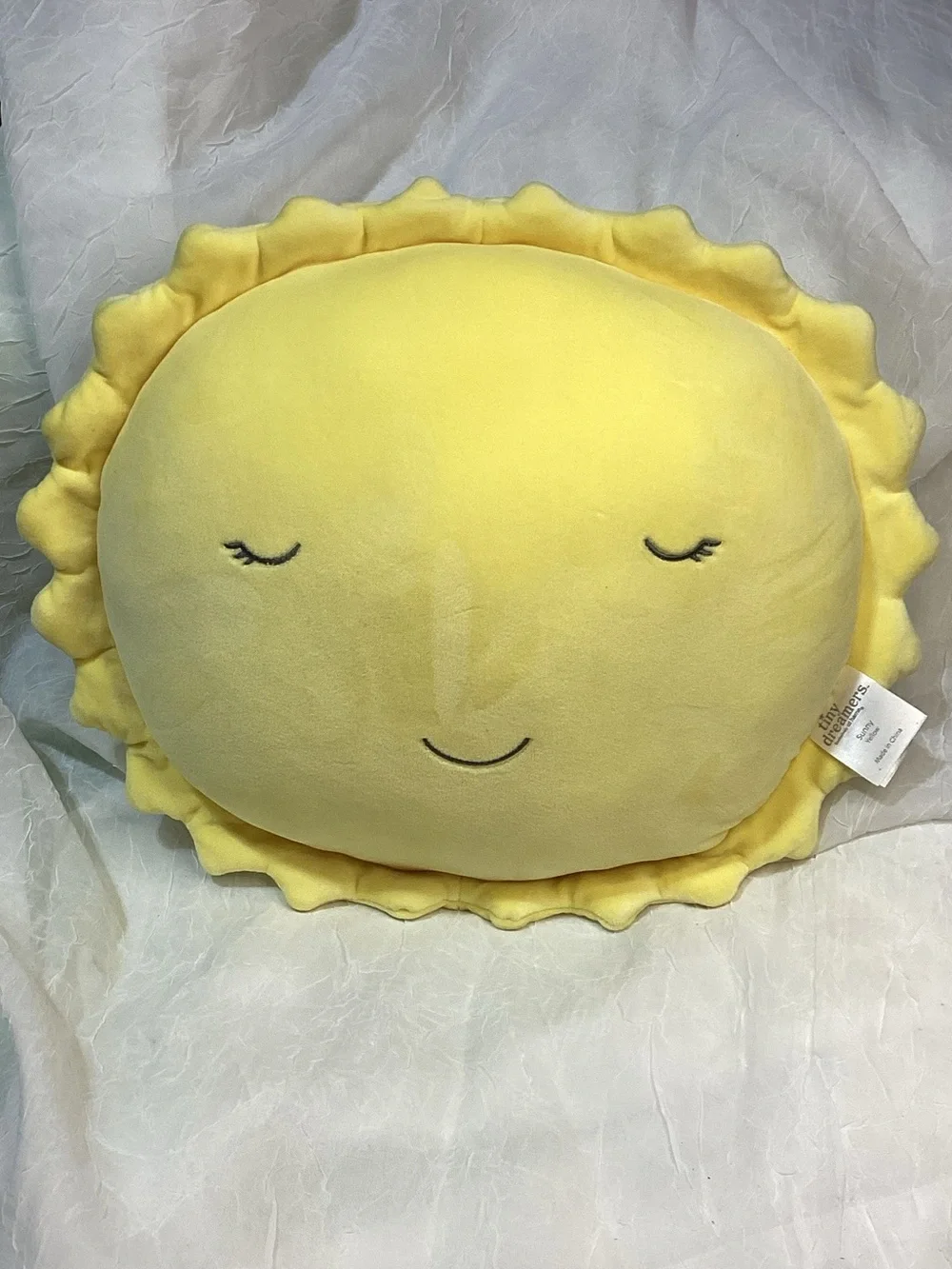 Tiny Dreamers Sunny Plush Accent Pillow Bright Yellow Very Soft Nursery Decor